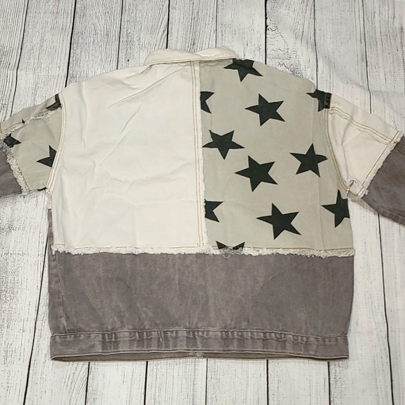 POL-Grey Denim Oversized Fit Star Jean Jacket - Picture 4 of 5